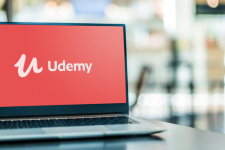 Udemy logo on computer screen