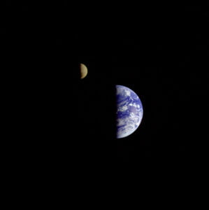 Released to Public: First Image of Moon and Earth in a Single Frame, 1977 by NASA (NASA)